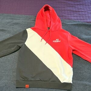 100 Thieves Red, White, and Black Hoodie